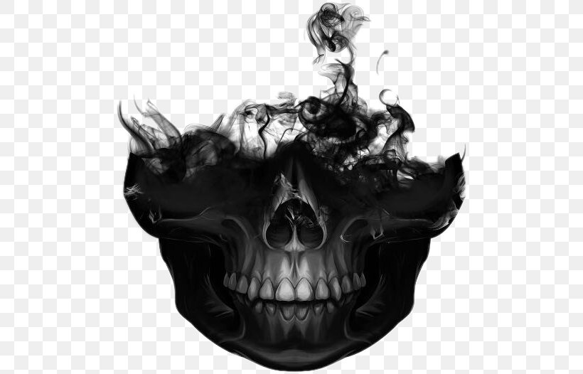 Skull Bone Skeleton Jaw Desktop Wallpaper, PNG, 496x526px, Skull, Black And White, Bone, Editing, Haze Download Free