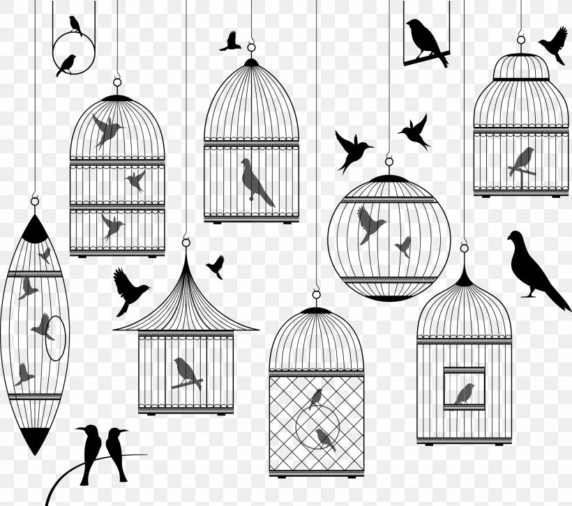 Birdcage Royalty-free Illustration, PNG, 2553x2261px, Bird, Art, Birdcage, Black And White, Brand Download Free