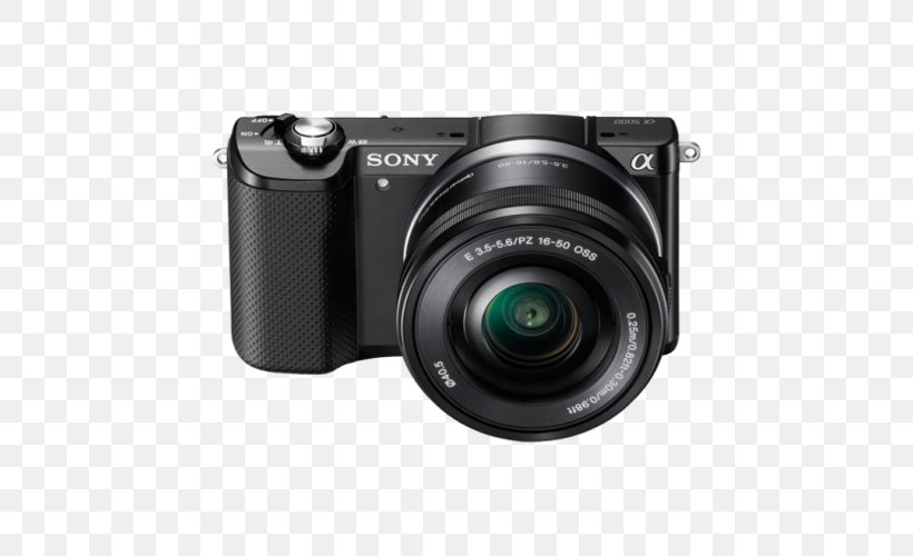 Sony α5000 Sony NEX-5 APS-C Sony ILCE Camera Mirrorless Interchangeable-lens Camera, PNG, 500x500px, Sony Nex5, Apsc, Camera, Camera Accessory, Camera Lens Download Free