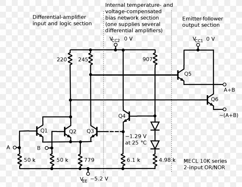 Emitter-coupled Logic Logic Gate Electronic Circuit Circuit Diagram Transistor–transistor Logic, PNG, 1920x1491px, Logic Gate, Area, Black And White, Circuit Component, Circuit Diagram Download Free