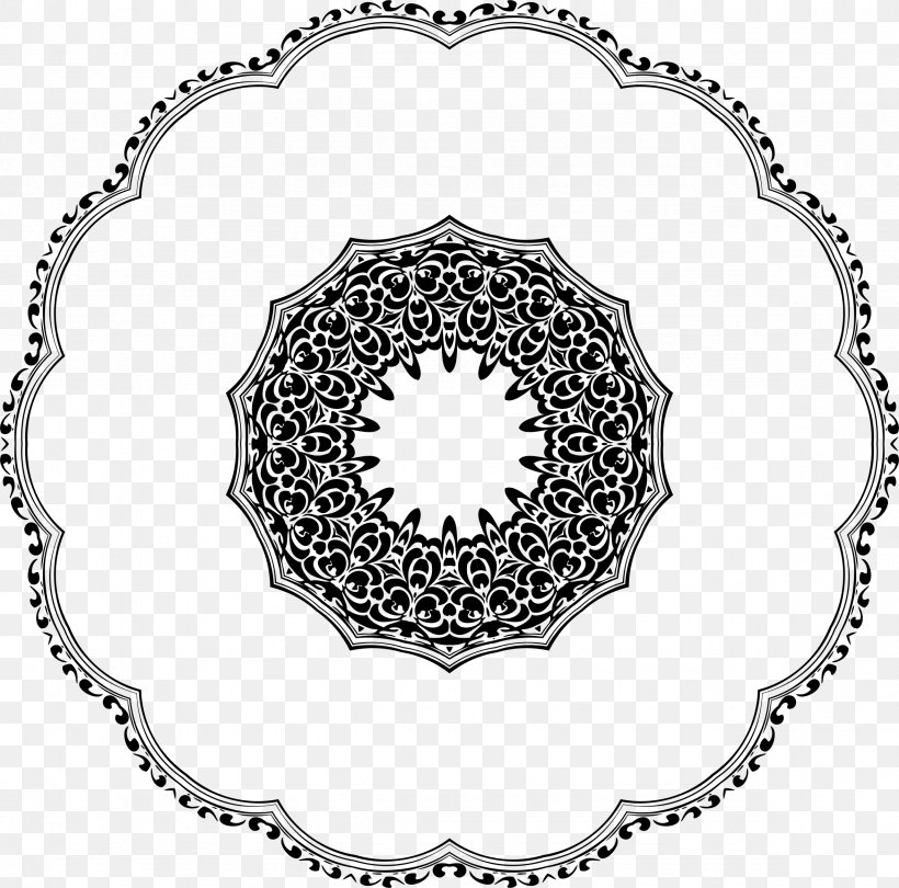 Flower Floral Design Clip Art, PNG, 2356x2328px, Flower, Area, Black And White, Charger, Doily Download Free