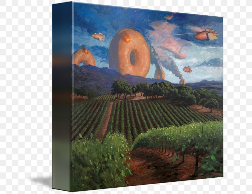 Robots & Donuts Painting Gallery Wrap Canvas Art, PNG, 650x630px, Robots Donuts, Art, Artwork, Canvas, Eric Joyner Download Free