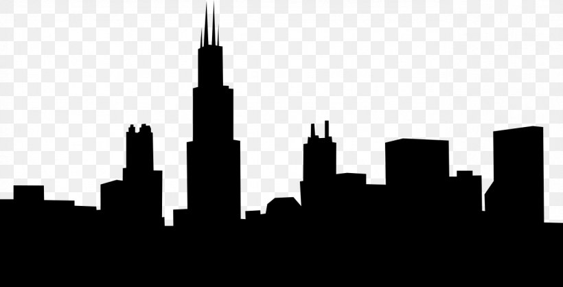 City Skyline Silhouette, PNG, 1282x655px, Chicago Skyline, Architecture, Blackandwhite, Building, Chicago Download Free