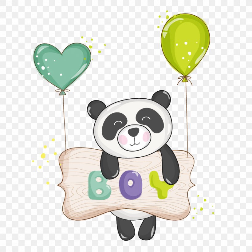 Giant Panda Infant Illustration, PNG, 945x945px, Giant Panda, Baby Shower, Balloon, Cartoon, Child Download Free