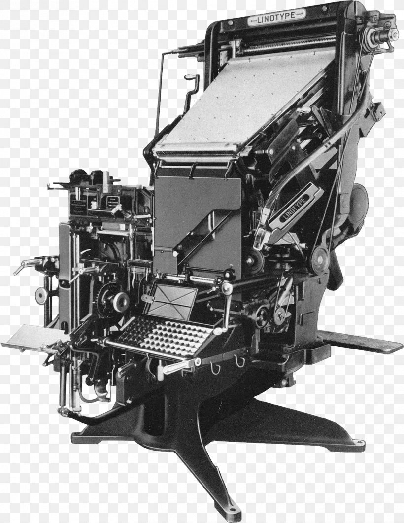 Linotype Machine Paper Typesetting Printing, PNG, 1321x1710px, Linotype Machine, Auto Part, Black And White, Engine, Hot Metal Typesetting Download Free