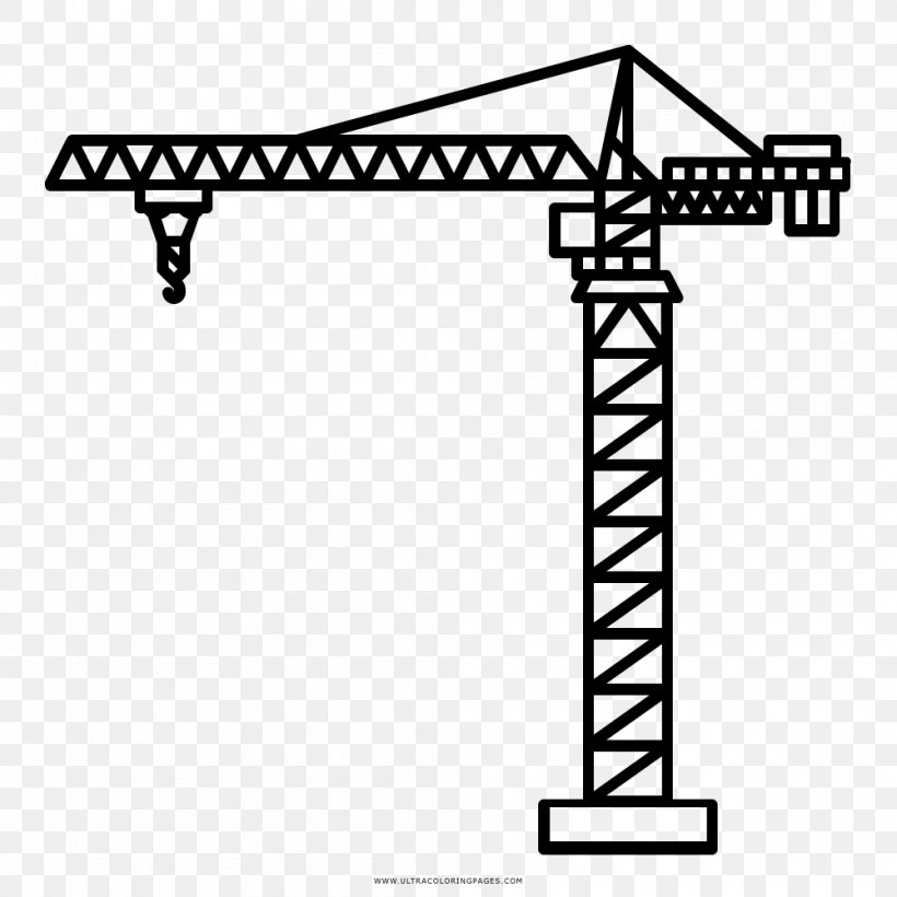 Coloring Book Drawing Architectural Engineering Crane, PNG, 1000x1000px, Coloring Book, Architectural Engineering, Area, Ausmalbild, Black Download Free