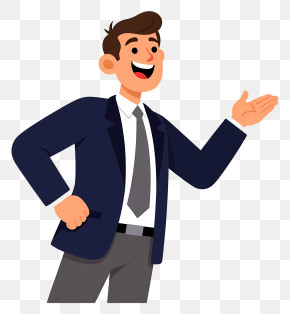 Smiling Businessman Presenting PNG