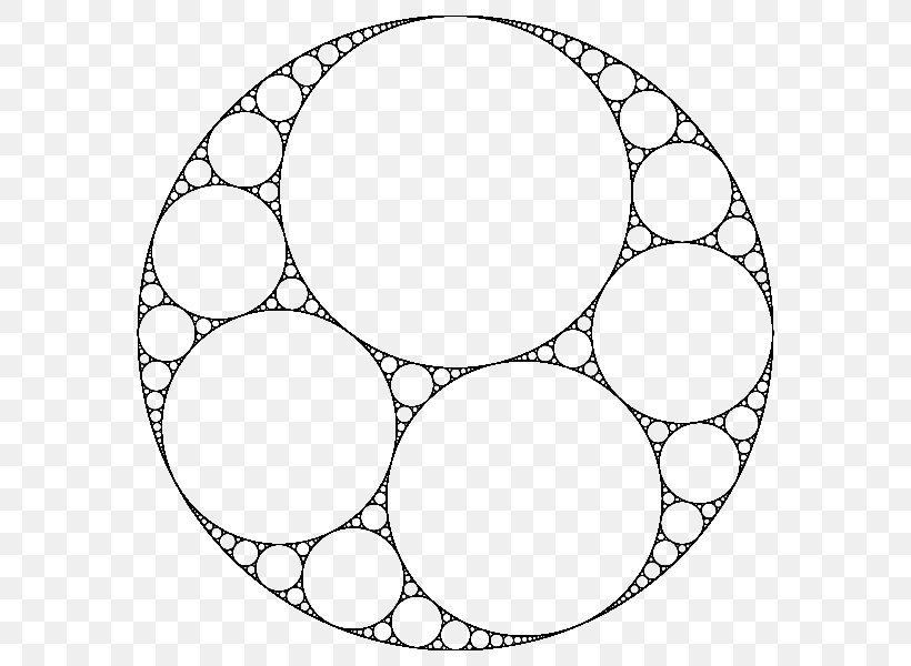 Apollonian Gasket Mathematics Circle Packing Fractal, PNG, 600x600px, Apollonian Gasket, Apollonian Circles, Area, Black And White, Circle Packing Download Free
