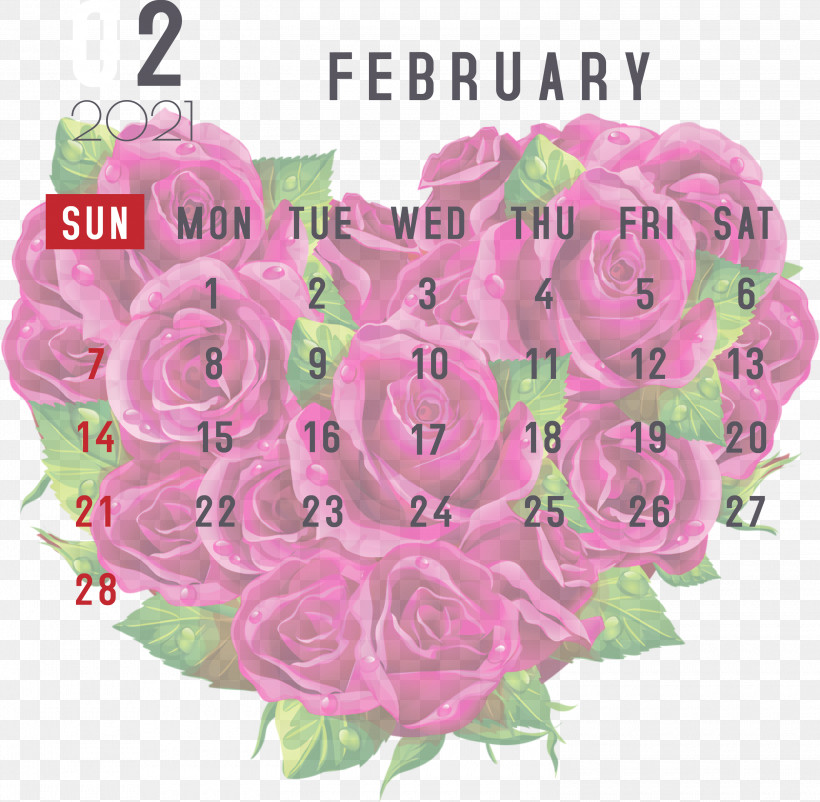 February 2021 Printable Calendar February Calendar 2021 Calendar, PNG, 3000x2935px, 2021 Calendar, Artificial Flower, Cut Flowers, Floral Design, Flower Download Free