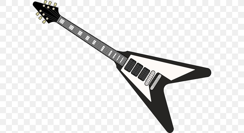 Gibson Flying V Electric Guitar Acoustic Guitar Clip Art, PNG, 600x447px, Gibson Flying V, Acoustic Electric Guitar, Acoustic Guitar, Bass Guitar, Black And White Download Free