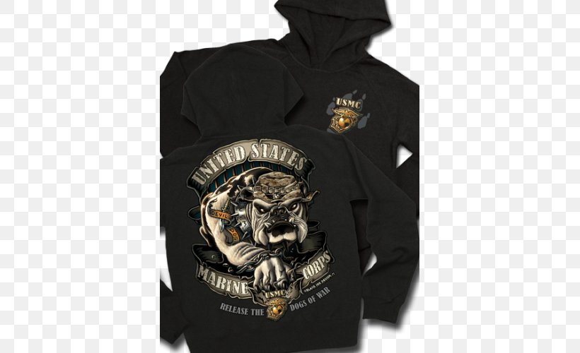 Hoodie T-shirt Bulldog United States Marine Corps, PNG, 500x500px, Hoodie, Brand, Bulldog, Charms Pendants, Dog Download Free