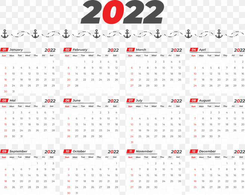 2022 Yearly Calendar Printable 2022 Yearly Calendar Template, PNG, 3000x2385px, Royaltyfree, Calendar System, Template, Text Download Free