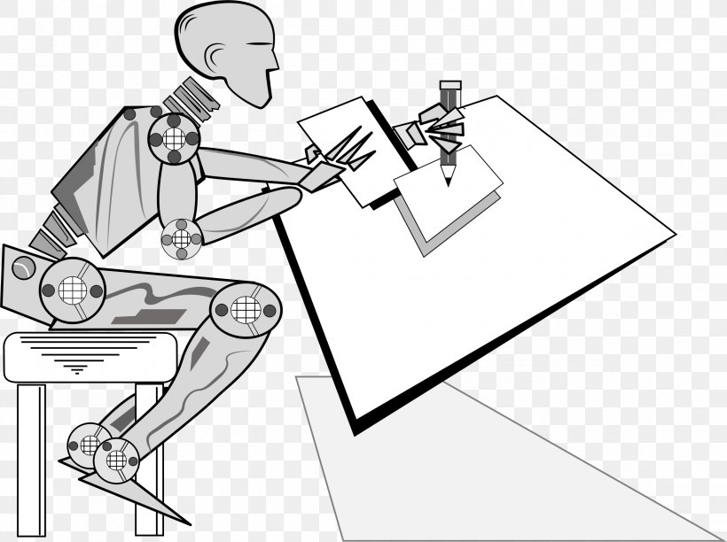 Humanoid Robot Drawing Clip Art, PNG, 2376x1776px, Robot, Area, Arm, Artwork, Black And White Download Free