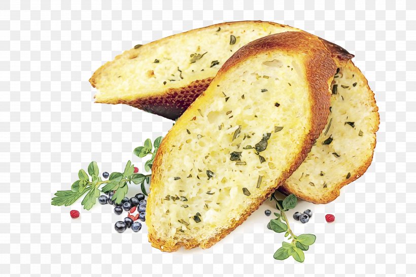 Food Cuisine Dish Ingredient Garlic Bread, PNG, 3510x2340px, Watercolor, Baked Goods, Bread, Cuisine, Dish Download Free