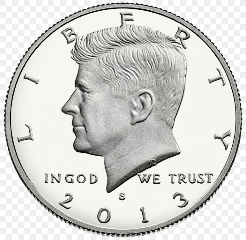 Kennedy Half Dollar Proof Coinage Gift, PNG, 800x800px, Kennedy Half Dollar, Black And White, Coin, Coin Collecting, Currency Download Free