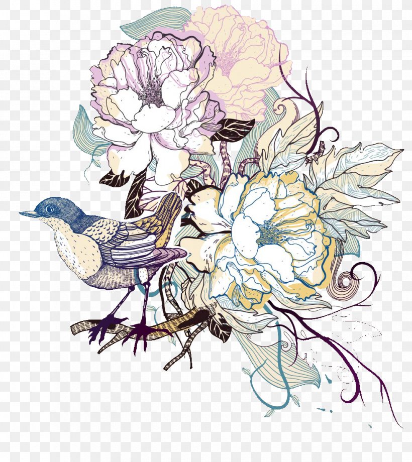 Floral Design Drawing Art, PNG, 980x1100px, Floral Design, Art, Costume Design, Cut Flowers, Drawing Download Free