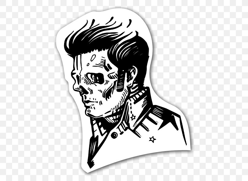 Calavera Sticker Skull Skeleton Speech Balloon, PNG, 503x600px, Calavera, Art, Black And White, Elvis Presley, Fictional Character Download Free