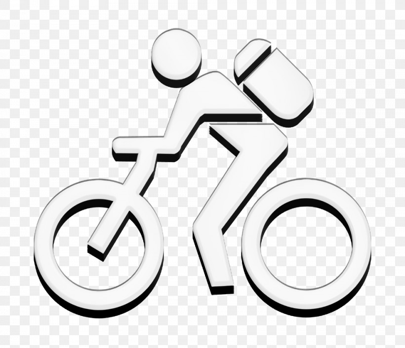 Transport Icon Man With A Bag In A Bicycle Icon Bike Icon, PNG, 984x848px, Transport Icon, Bike Icon, Black, Black And White, Human Body Download Free