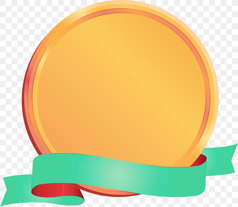 Orange, PNG, 3000x2605px, Emblem Ribbon, Green, Orange, Paint, Tableware Download Free