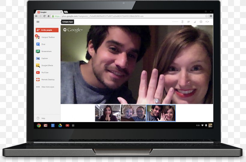 Google Hangouts G Suite Videotelephony Google Account, PNG, 844x556px, Google Hangouts, Communication, Communication Device, Computer, Display Device Download Free