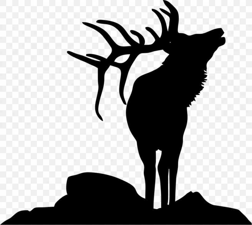 Elk Deer Silhouette Moose Clip Art, PNG, 1024x919px, Elk, Antler, Art, Black And White, Branch Download Free