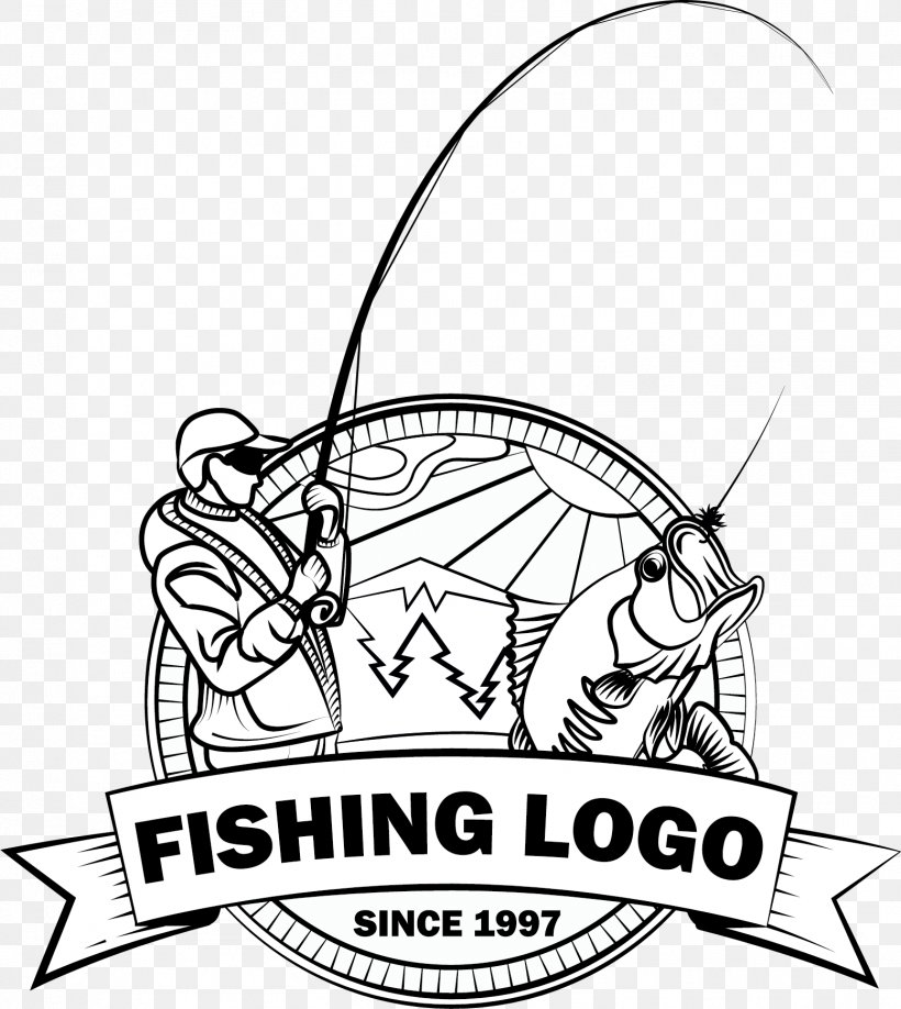 Logo Fishing Fish Hook Angling, PNG, 1556x1742px, Fishing, Area, Art, Bass Fishing, Black And White Download Free
