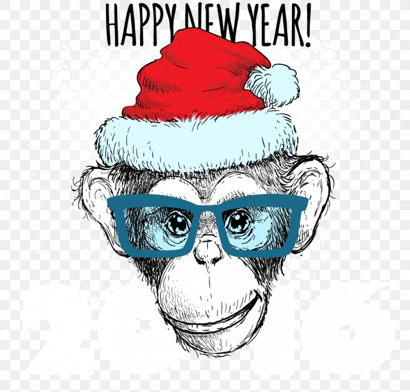 Christmas New Years Day Illustration, PNG, 917x877px, Christmas, Art, Christmas Card, Eyewear, Facial Hair Download Free