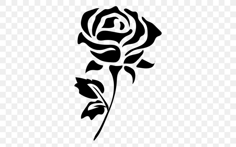 Flower Silhouette Drawing Rose, PNG, 512x512px, Flower, Black, Black And White, Drawing, Flora Download Free