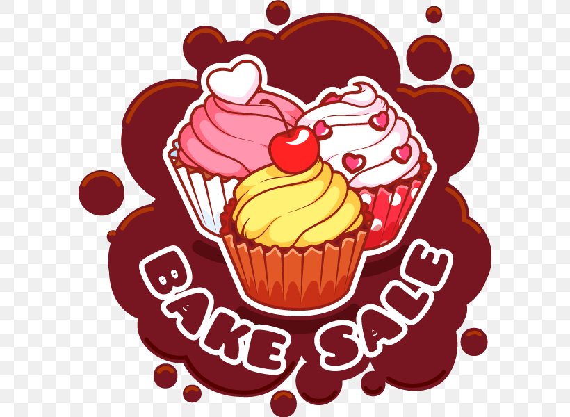 Cupcake Bakery Bake Sale Muffin Baking, PNG, 594x600px, Cupcake, Artwork, Bake Sale, Bakery, Baking Download Free
