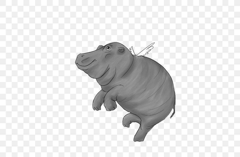 Hippopotamus Rhinoceros Wildlife Elephant Terrestrial Animal, PNG, 528x536px, Hippopotamus, Black And White, Cartoon, Cattle Like Mammal, Cuteness Download Free