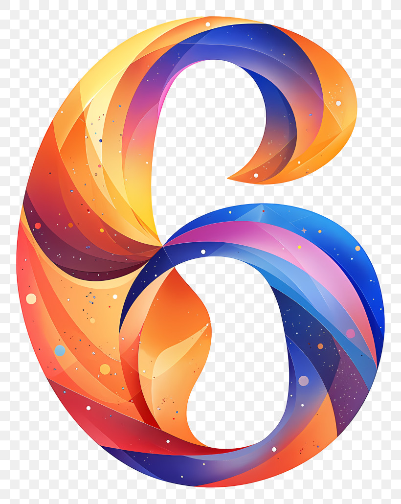 Number 6 - Colorful Artistic Number 6 PNG