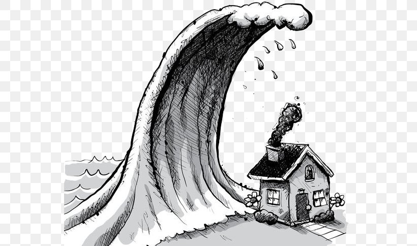 Tsunami Cartoon Wave Illustration, PNG, 568x484px, Tsunami, Art, Artwork, Automotive Design, Black And White Download Free