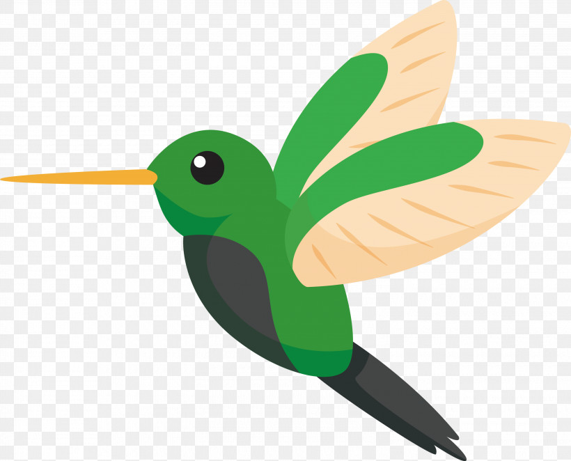 Hummingbirds Insect Green Beak, PNG, 3000x2423px, Bird, Beak, Cartoon Bird, Cute Bird, Green Download Free