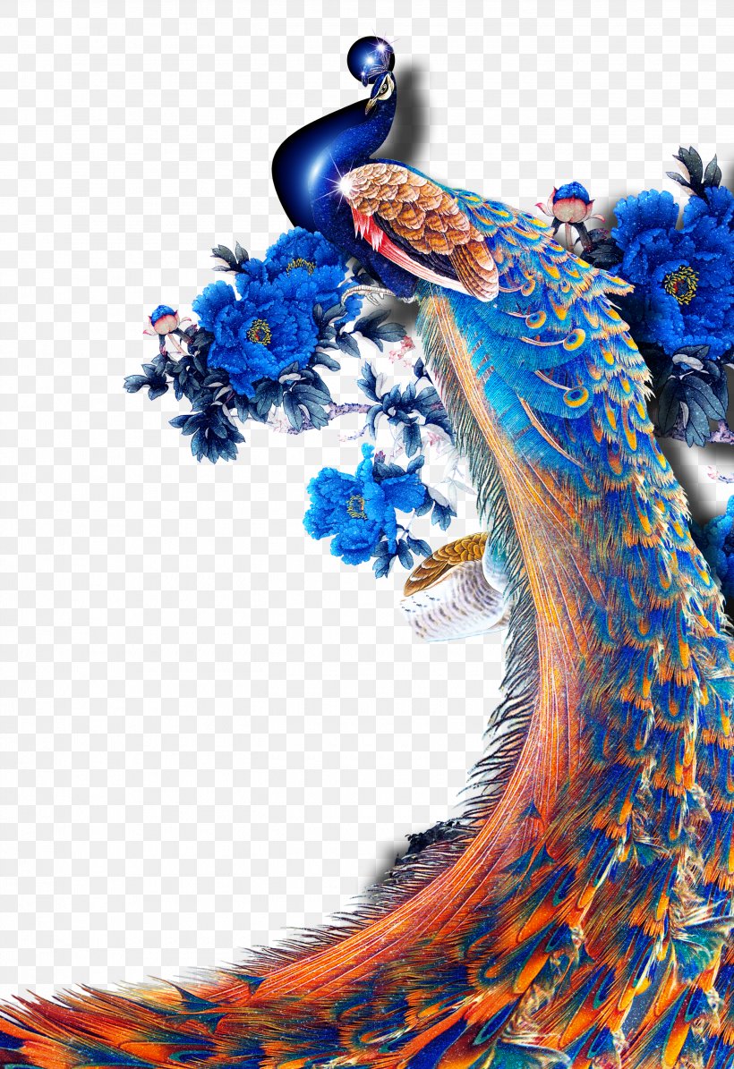 Bird Peafowl Poster Illustration, PNG, 2835x4134px, Bird, Advertising, Art, Beak, Blue Download Free