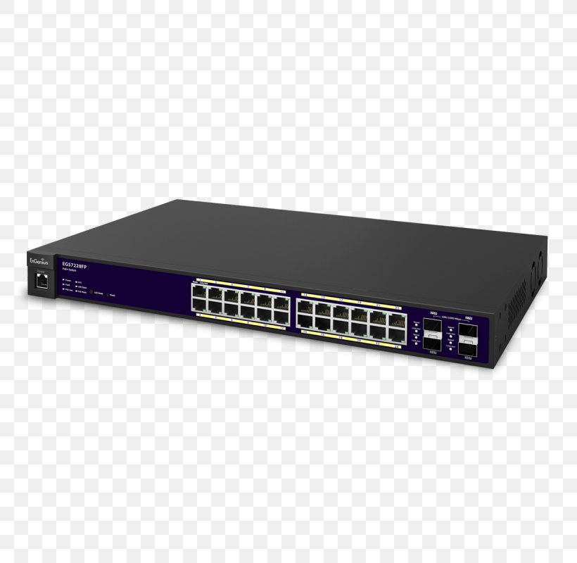 Power Over Ethernet Network Switch EnGenius EWS Managed Gigabit PoE+ Switch Gigabit Ethernet Computer Network, PNG, 800x800px, Power Over Ethernet, Audio Receiver, Computer Network, Electronic Component, Electronic Device Download Free
