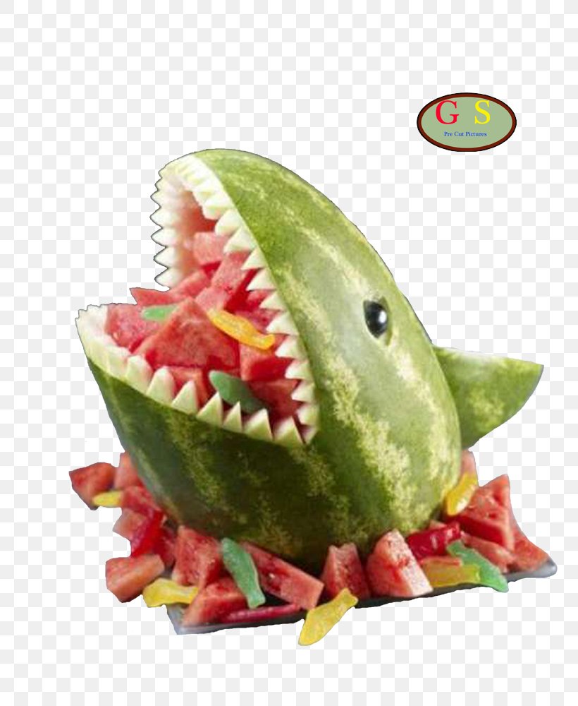 Mukimono Carving Watermelon Shark Fruit Salad, PNG, 800x1000px, Mukimono, Buffet, Carving, Citrullus, Cucumber Gourd And Melon Family Download Free