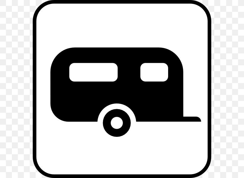 Semi-trailer Truck Caravan Clip Art, PNG, 600x600px, Trailer, Area, Black And White, Campervan Park, Campervans Download Free