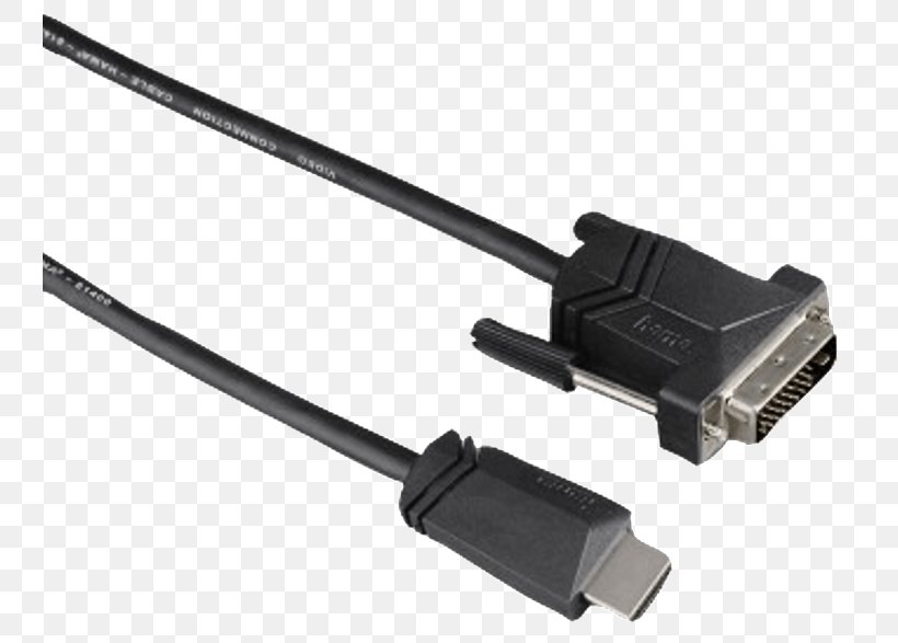 Hama Cable HDMI-DVI-D Digital Visual Interface Electrical Cable Electrical Connector, PNG, 786x587px, Hdmi, Adapter, Cable, Computer Monitors, Data Transfer Cable Download Free