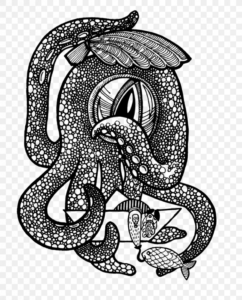 Serpent Octopus Line Art, PNG, 852x1054px, Serpent, Art, Bag, Black And White, Canvas Download Free
