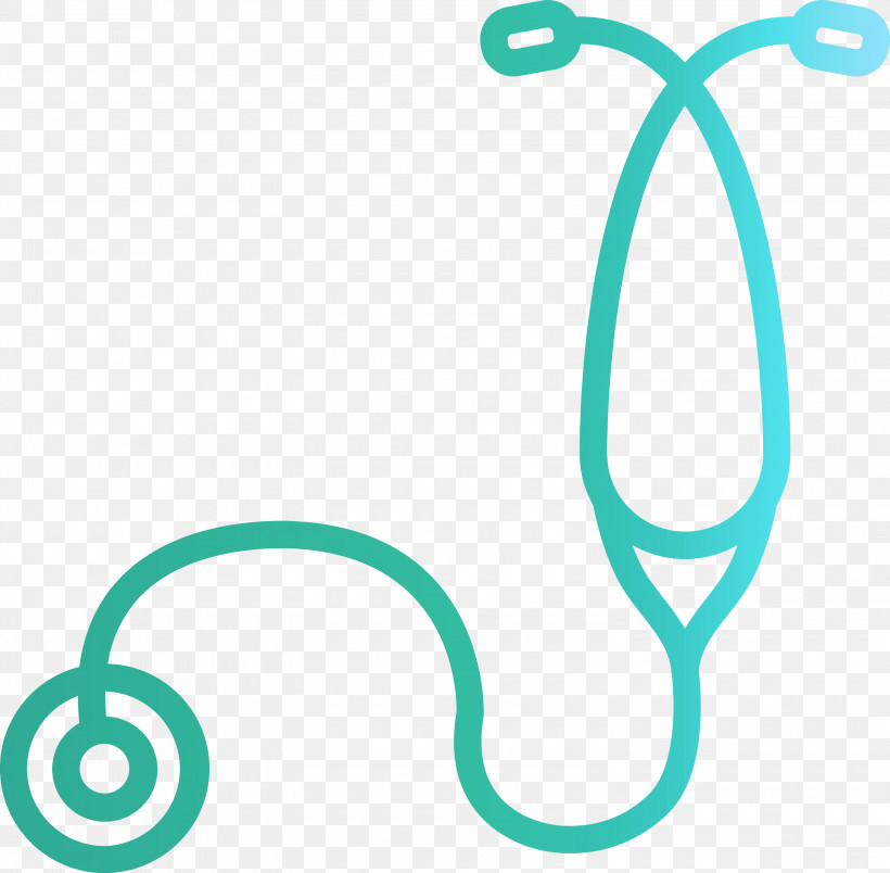 Stethoscope, PNG, 3000x2945px, Stethoscope, Aqua, Line, Teal, Turquoise Download Free