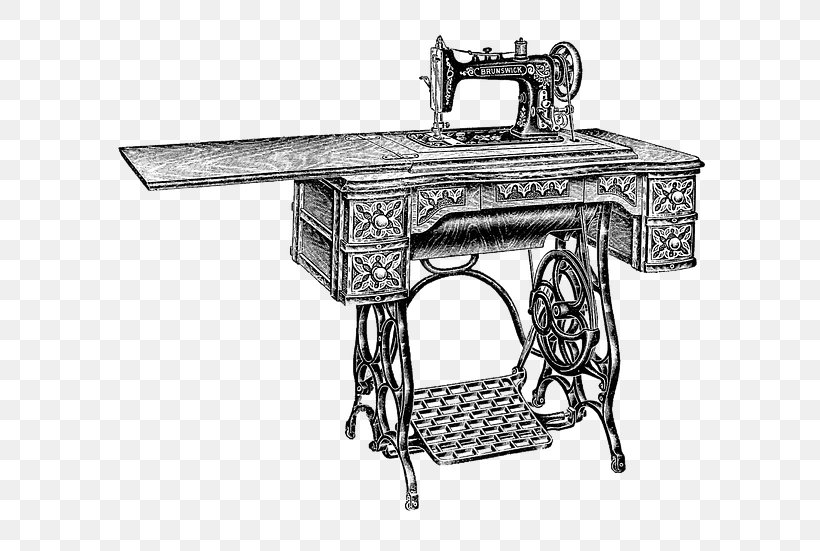 Sewing Machines Treadle Clip Art, PNG, 640x551px, Sewing Machines, Antique, Black And White, Craft, Desk Download Free