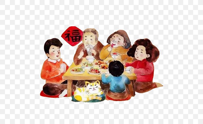 China New Year's Eve Chinese New Year Reunion Dinner, PNG, 500x500px, China, Animation, Art, Cartoon, Chinese New Year Download Free