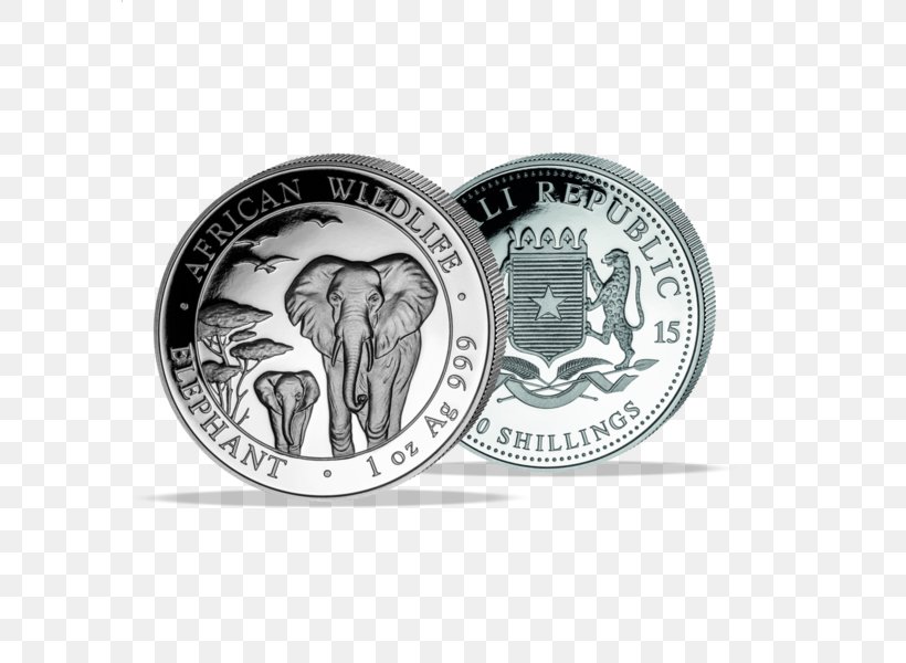 Coin Silver Ounce Gold Somali Shilling, PNG, 600x600px, 2018, Coin, Australian Silver Kookaburra, Currency, Elephantidae Download Free