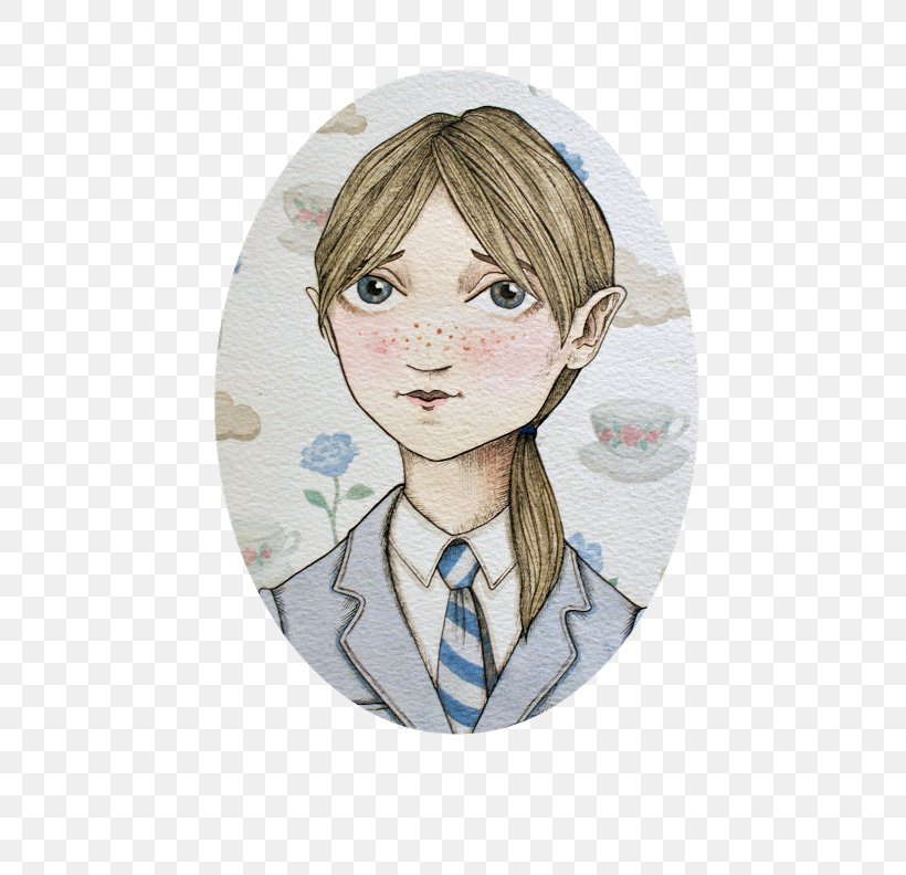 Brown Hair Illustration Fiction Character, PNG, 530x792px, Watercolor, Cartoon, Flower, Frame, Heart Download Free