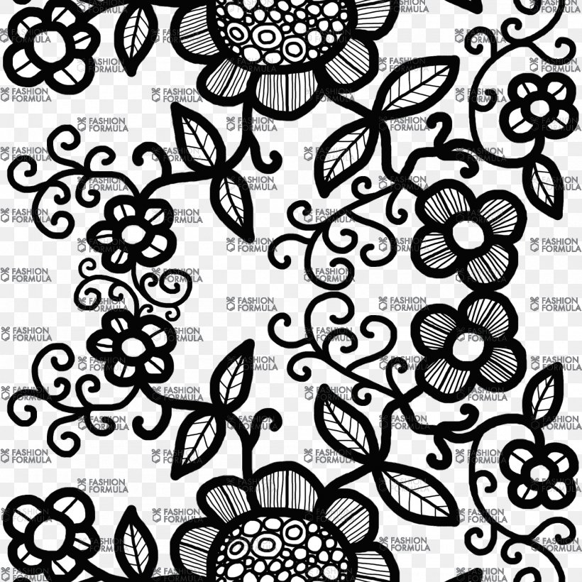 Floral Design Line Drawing Pattern, PNG, 2000x2000px, Flora, Black, Black And White, Black M, Branch Download Free