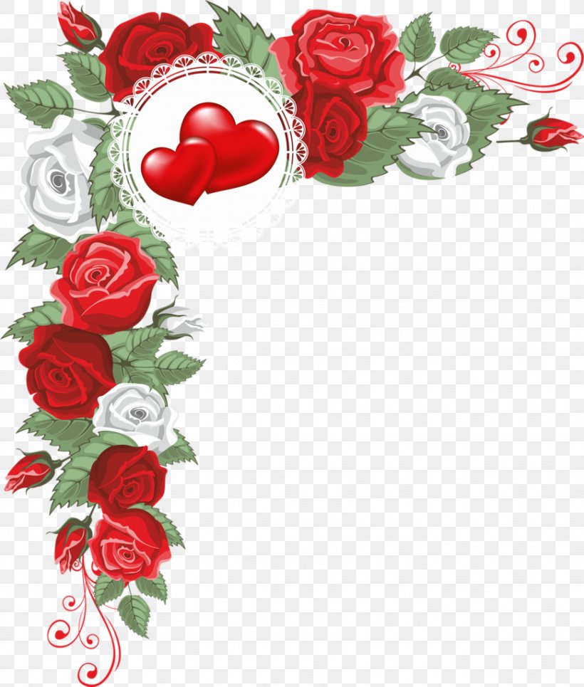 Hearts And Flowers Border, PNG, 870x1024px, Hearts And Flowers Border, Cut Flowers, Drawing, Flora, Floral Design Download Free