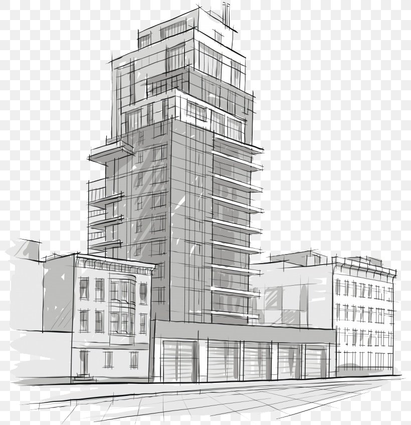 Architectural Drawing Architecture Sketch Building, PNG, 800x848px