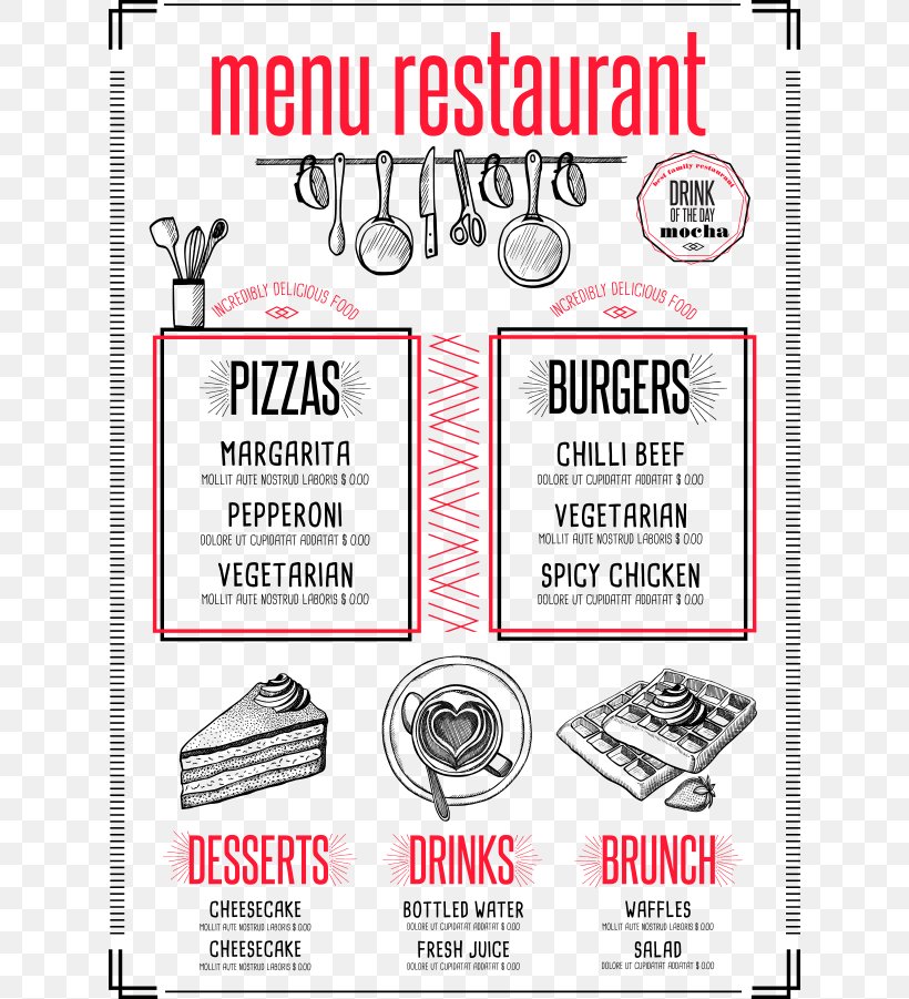Breakfast Brunch Cafe Buffet Menu, PNG, 624x901px, Breakfast, Area, Black And White, Brand, Brunch Download Free