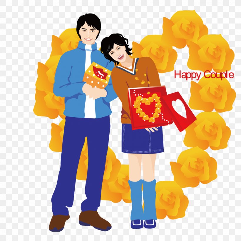Adobe Illustrator Valentines Day Illustration, PNG, 1001x1001px, Valentines Day, Art, Costume, Couple, Fictional Character Download Free