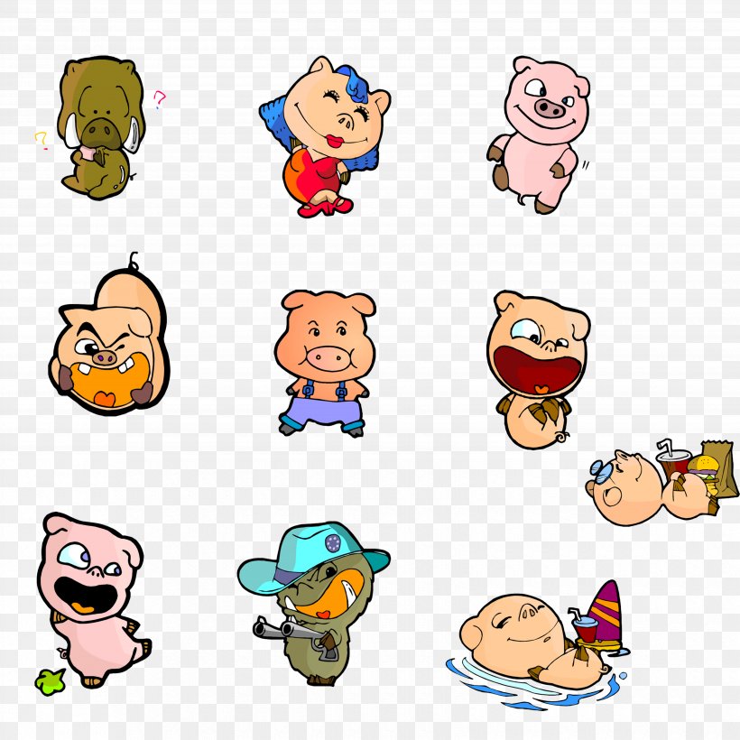 Cartoon Clip Art, PNG, 6600x6600px, Cartoon, Area, Chinese Zodiac, Designer, Domestic Pig Download Free